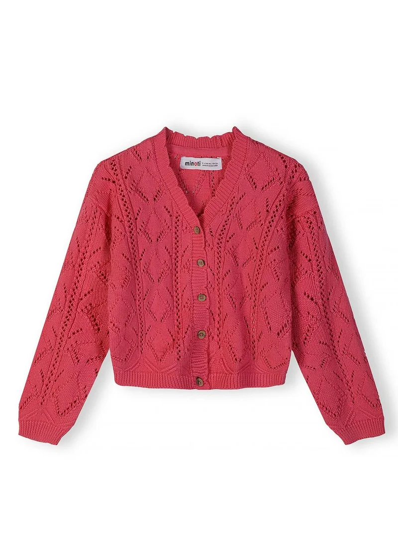 مينوتي Girls cotton pointelle cardigan pink 3m-7y